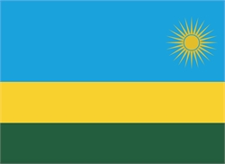 [ai] The flag of Rwanda featuring three horizontal stripes: blue at the top, yellow in the middle, and green at the bottom, with a sun emblem in the top right corner.